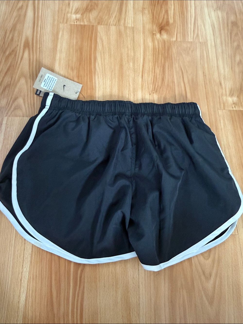 Nike Black Women's Athletic Shorts with White Piping - Picture 3 of 3